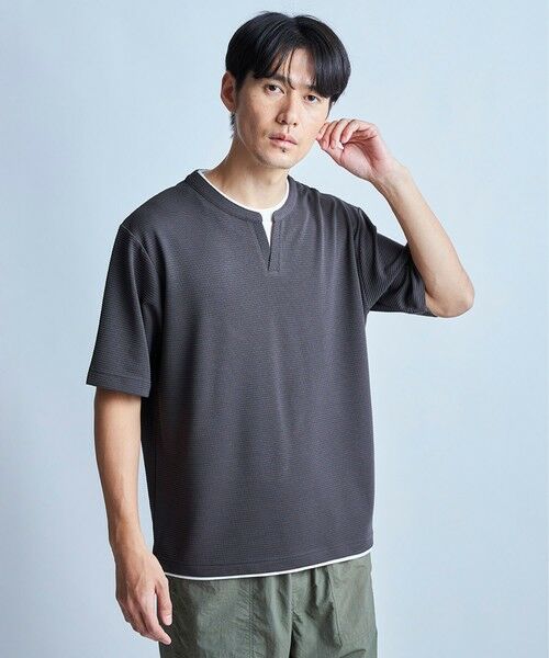 MEN'S BIGI / メンズビギ Tシャツ | ミニワッフルキーネックレイヤードTシャツ | 詳細13