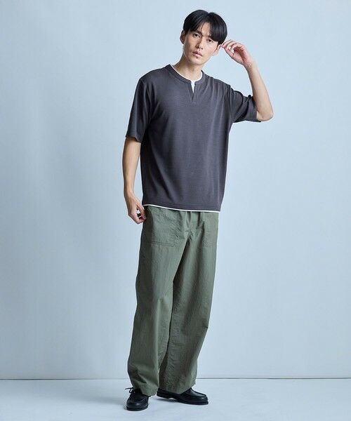 MEN'S BIGI / メンズビギ Tシャツ | ミニワッフルキーネックレイヤードTシャツ | 詳細14