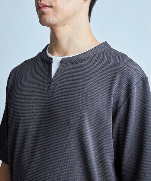 MEN'S BIGI / メンズビギ Tシャツ | ミニワッフルキーネックレイヤードTシャツ | 詳細15