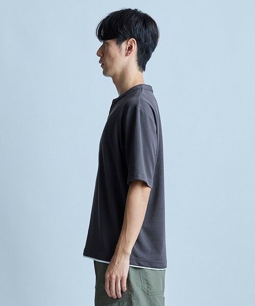 MEN'S BIGI / メンズビギ Tシャツ | ミニワッフルキーネックレイヤードTシャツ | 詳細16