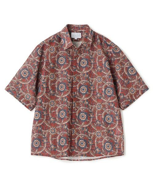 MEN'S BIGI / メンズビギ シャツ・ブラウス | プリントシアーハーフスリーブシャツ＜ハンドウォッシャブル・通気性＞（レッド系）