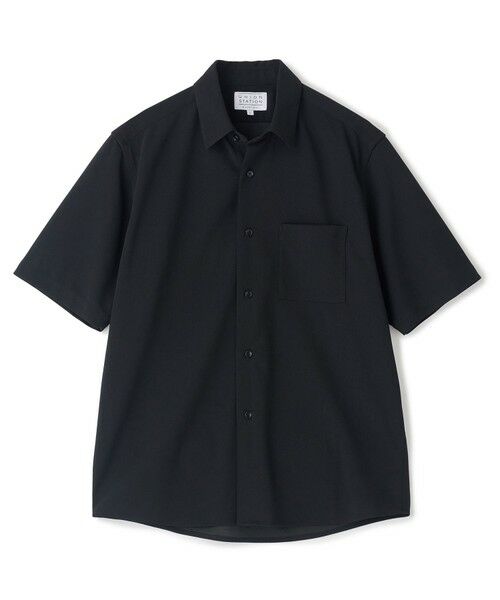 MEN'S BIGI / メンズビギ シャツ・ブラウス | ライトアムンゼンジャージハーフスリーブシャツ<ストレッチ・ハンドウォッシャブル>（ブラック）