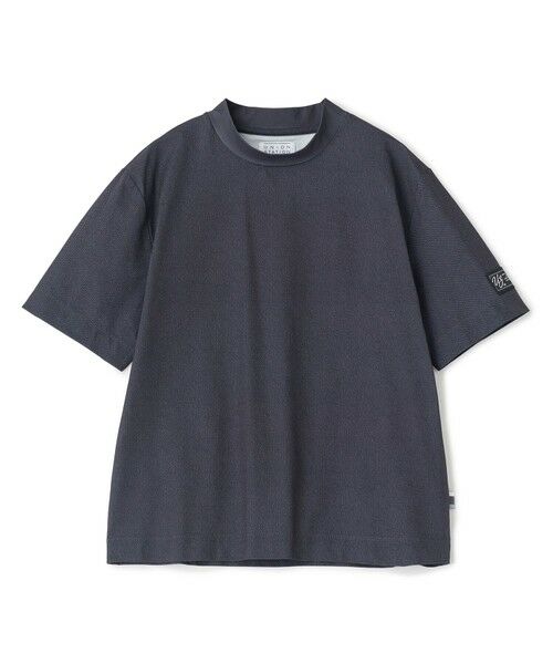 MEN'S BIGI / メンズビギ Tシャツ | ドットメッシュプリントモックネックTシャツ＜ストレッチ・軽量・ハンドウォッシャブル・通気性＞（ブラック）