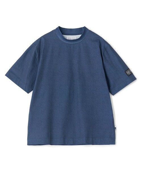 MEN'S BIGI / メンズビギ Tシャツ | ドットメッシュプリントモックネックTシャツ＜ストレッチ・軽量・ハンドウォッシャブル・通気性＞（ネイビー）