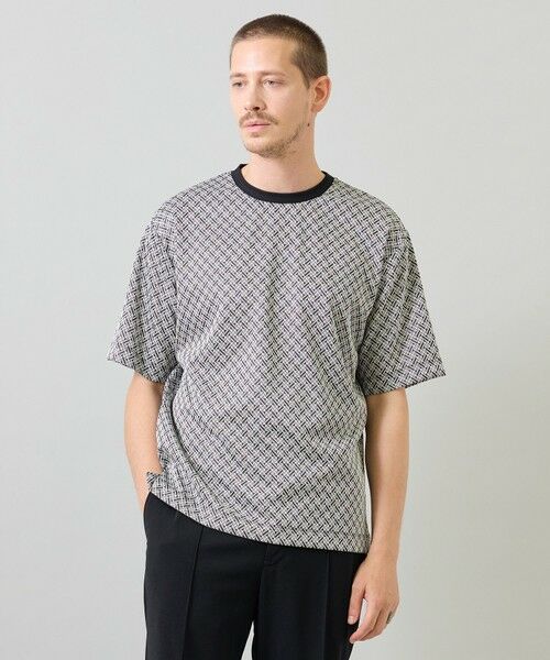 MEN'S BIGI / メンズビギ Tシャツ | ジオメトリックジャガードTシャツ＜ストレッチ・マシンウォッシャブル＞ | 詳細1
