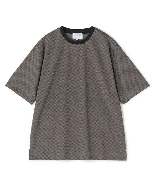 MEN'S BIGI / メンズビギ Tシャツ | ジオメトリックジャガードTシャツ＜ストレッチ・マシンウォッシャブル＞（チャコールグレー）