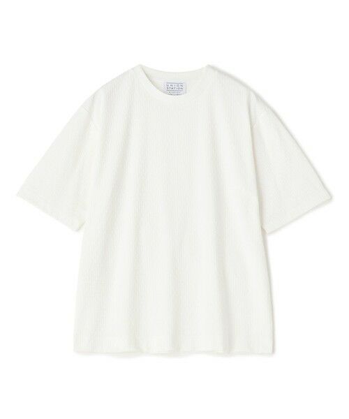MEN'S BIGI / メンズビギ Tシャツ | マルチファンクションジャガードTシャツ<ストレッチ・速乾・イージーケア・ハンドウォッシャブル・UVカット・抗菌・防臭>(ホワイト)