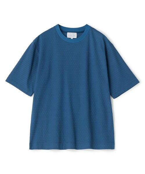 MEN'S BIGI / メンズビギ Tシャツ | マルチファンクションジャガードTシャツ<ストレッチ・速乾・イージーケア・ハンドウォッシャブル・UVカット・抗菌・防臭>(ネイビー)