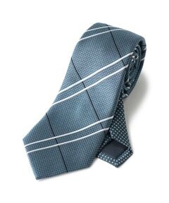 MEN'S BIGI / メンズビギ ネクタイ | ハニカム組織チェック×ドット 小剣クレリックタイ