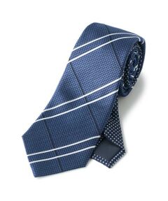 MEN'S BIGI / メンズビギ ネクタイ | ハニカム組織チェック×ドット 小剣クレリックタイ