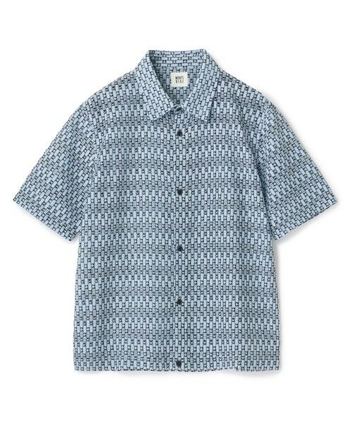 MEN'S BIGI / メンズビギ Tシャツ | シアージオメトリック半袖シャツ（ブルー）