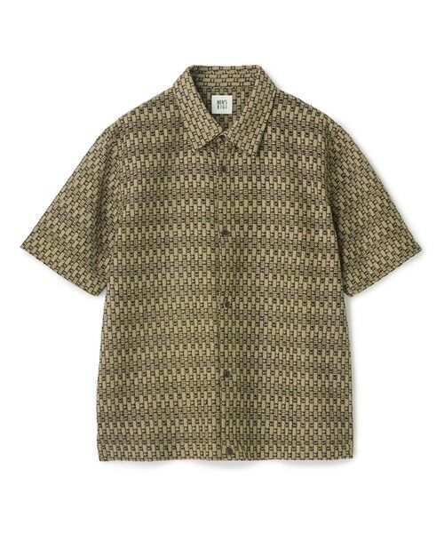 MEN'S BIGI / メンズビギ Tシャツ | シアージオメトリック半袖シャツ（ブラウン系）