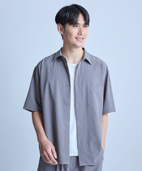 MEN'S BIGI / メンズビギ シャツ・ブラウス | ドットメッシュレギュラーカラーシャツ〈ストレッチ・マシンウォッシャブル・軽量・接触冷感・通気性〉 | 詳細1