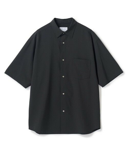 MEN'S BIGI / メンズビギ シャツ・ブラウス | ドットメッシュレギュラーカラーシャツ〈ストレッチ・マシンウォッシャブル・軽量・接触冷感・通気性〉（ブラック）