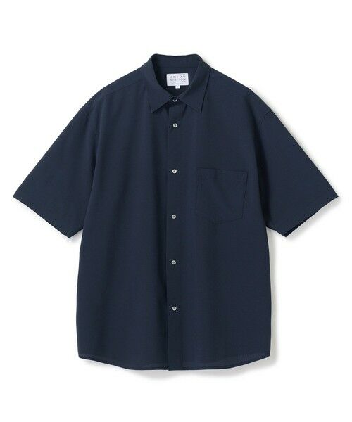 MEN'S BIGI / メンズビギ シャツ・ブラウス | ドットメッシュレギュラーカラーシャツ〈ストレッチ・マシンウォッシャブル・軽量・接触冷感・通気性〉（ネイビー）