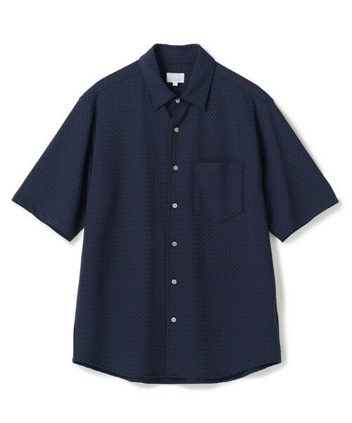 MEN'S BIGI / メンズビギ シャツ・ブラウス | ストレッチナイロンリンクスハーフスリーブシャツ＜ストレッチ・マシンウォッシャブル・接触冷感＞（ネイビー）