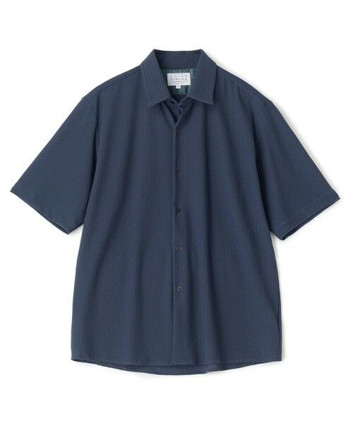 MEN'S BIGI / メンズビギ シャツ・ブラウス | ハニカムジャージー半袖シャツ（ネイビー）
