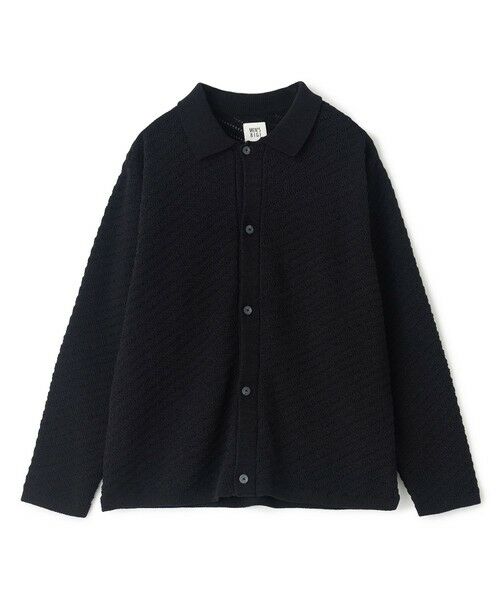 MEN'S BIGI / メンズビギ ニット・セーター | モールジャカードシアー衿付きニットカーディガン（ブラック）