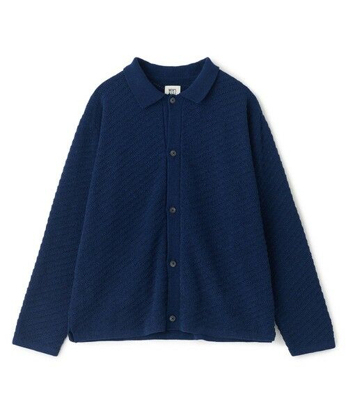 MEN'S BIGI / メンズビギ ニット・セーター | モールジャカードシアー衿付きニットカーディガン（ブルー）