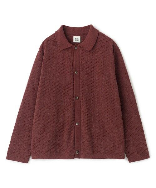 MEN'S BIGI / メンズビギ ニット・セーター | モールジャカードシアー衿付きニットカーディガン（ブラウン系）