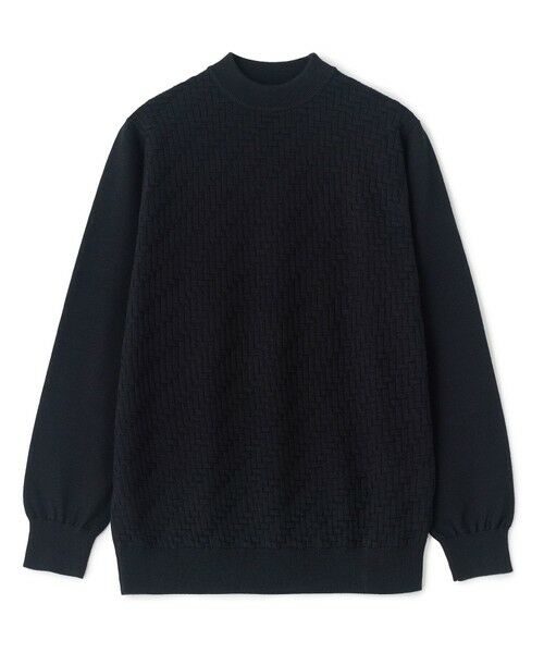 MEN'S BIGI / メンズビギ ニット・セーター | 12Gメリノウール 幾何学柄モックネックニット（ブラック）