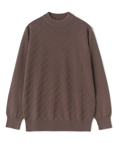 MEN'S BIGI / メンズビギ ニット・セーター | 12Gメリノウール 幾何学柄モックネックニット（モカ）