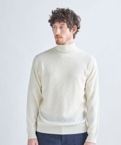 MEN'S BIGI / メンズビギ ニット・セーター | 12Gメリノウール 幾何学柄タートルネックニット