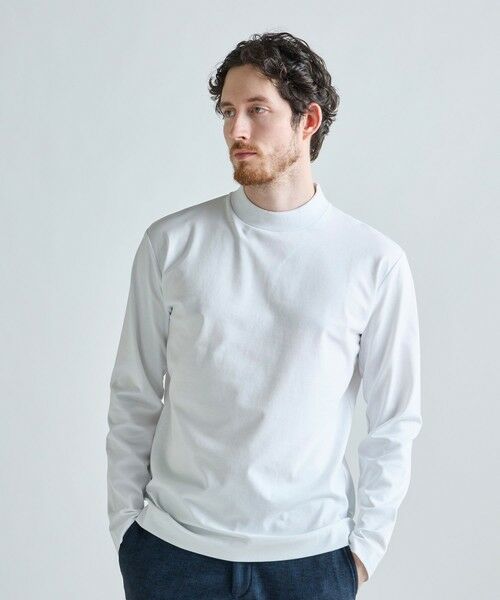 MEN'S BIGI / メンズビギ Tシャツ | アクティブテーラー シルケットスムース UネックロングTシャツ［シルケット加工/抗菌防臭/帯電防止］ | 詳細1