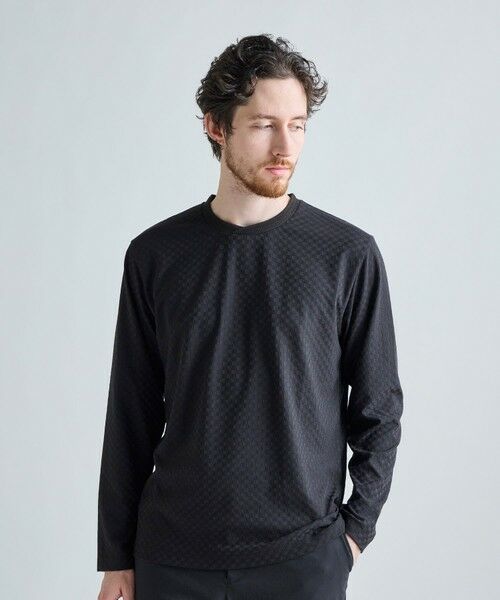 MEN'S BIGI / メンズビギ Tシャツ | リンクスジャカード 変形クルーネックロングTシャツ［抗菌防臭］ | 詳細11