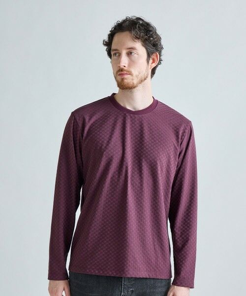 MEN'S BIGI / メンズビギ Tシャツ | リンクスジャカード 変形クルーネックロングTシャツ［抗菌防臭］ | 詳細18
