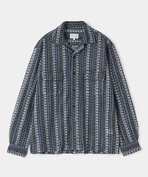 MEN'S BIGI / メンズビギ シャツ・ブラウス | インドクロシェボードシャツ〈ハンドウォッシャブル・通気性〉（ネイビー系）