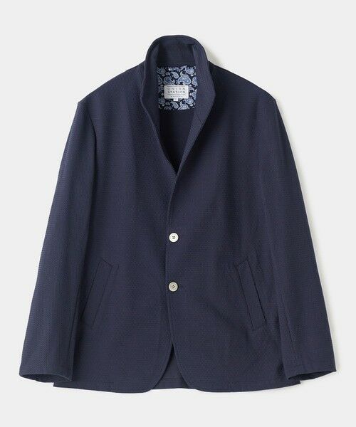 MEN'S BIGI / メンズビギ その他アウター | ハニカムジャガードスタンドカラージャケット[ストレッチ/ハンドウォッシャブル]（ネイビー）