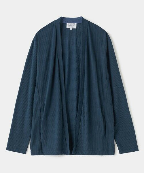 MEN'S BIGI / メンズビギ カーディガン・ボレロ | ナイロンリンクスジャガードボタンレスカーディガン（ネイビー）