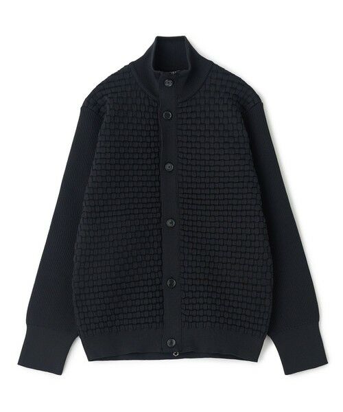 MEN'S BIGI / メンズビギ カーディガン・ボレロ | Amossa ブロックチェック フロントジップカーディガン（ブラック）