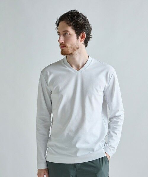 MEN'S BIGI / メンズビギ Tシャツ | アクティブテーラー シルケットスムース VネックロングTシャツ［シルケット加工/抗菌防臭/帯電防止］ | 詳細1