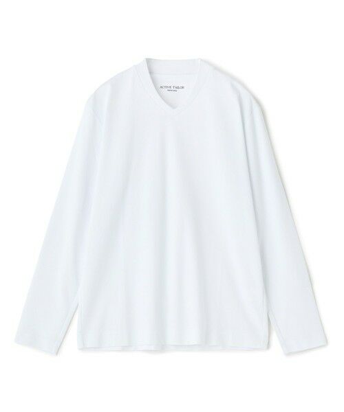MEN'S BIGI / メンズビギ Tシャツ | アクティブテーラー シルケットスムース VネックロングTシャツ［シルケット加工/抗菌防臭/帯電防止］（ホワイト）