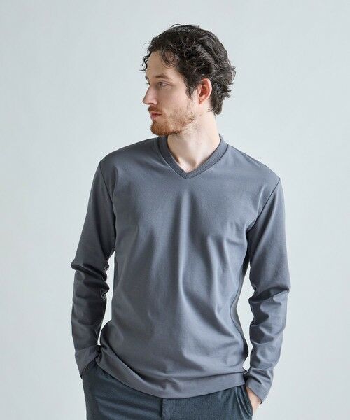 MEN'S BIGI / メンズビギ Tシャツ | アクティブテーラー シルケットスムース VネックロングTシャツ［シルケット加工/抗菌防臭/帯電防止］ | 詳細12