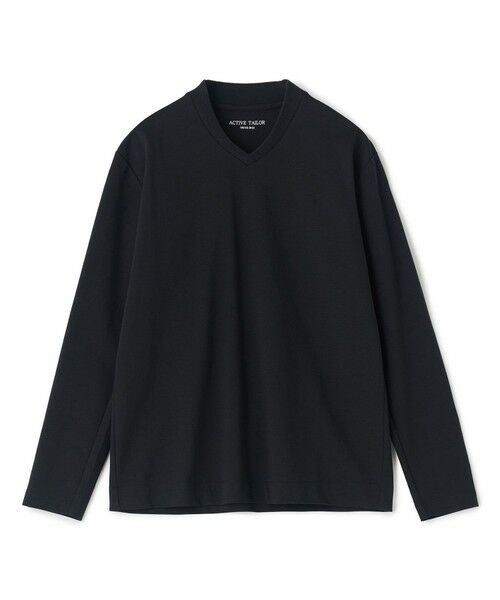MEN'S BIGI / メンズビギ Tシャツ | アクティブテーラー シルケットスムース VネックロングTシャツ［シルケット加工/抗菌防臭/帯電防止］（ブラック）