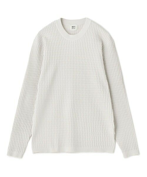MEN'S BIGI / メンズビギ Tシャツ | ブリスタージャカード 変形ケーブルモックネックロングTEE（オフホワイト）