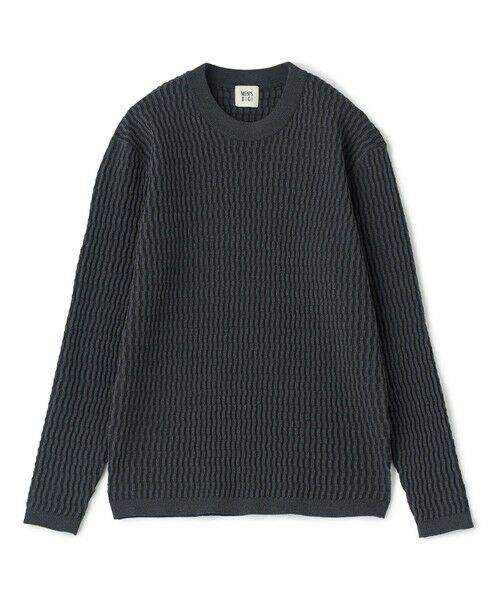 MEN'S BIGI / メンズビギ Tシャツ | ブリスタージャカード 変形ケーブルモックネックロングTEE（チャコールグレー）