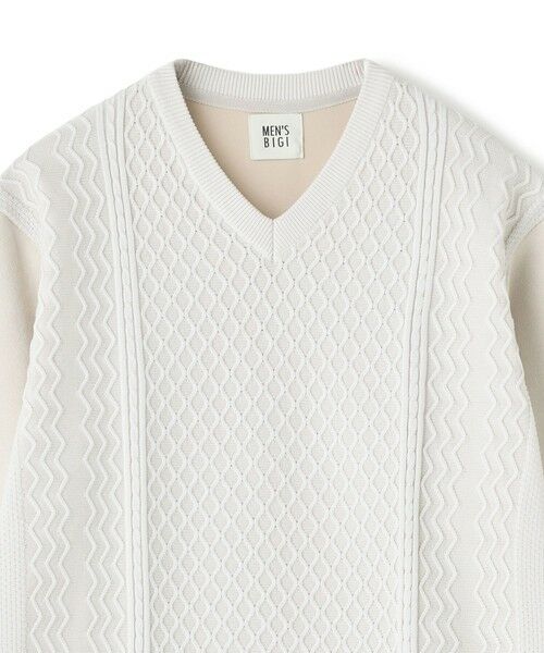 MEN'S BIGI / メンズビギ Tシャツ | アランパネル ニットコンビVネックロングTEE | 詳細6