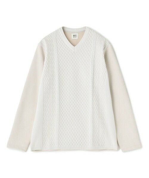 MEN'S BIGI / メンズビギ Tシャツ | アランパネル ニットコンビVネックロングTEE（グレー）