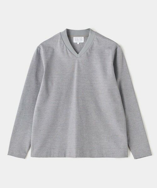 MEN'S BIGI / メンズビギ Tシャツ | シルケットスムースVネックテイラーTシャツ（グレー）