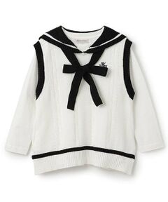 mezzo piano junior / メゾピアノジュニア ニット・セーター | 【人気商品再入荷】【直営店で取り扱い無し】セーラーベスト＆長袖Tシャツセット