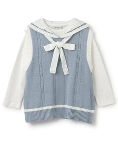 mezzo piano junior / メゾピアノジュニア ニット・セーター | 【人気商品再入荷】【直営店で取り扱い無し】セーラーベスト＆長袖Tシャツセット