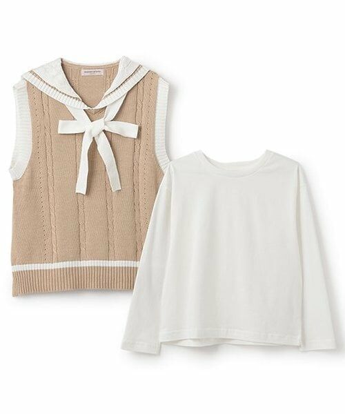 mezzo piano junior / メゾピアノジュニア ニット・セーター | 【人気商品再入荷】【直営店で取り扱い無し】セーラーベスト＆長袖Tシャツセット | 詳細2