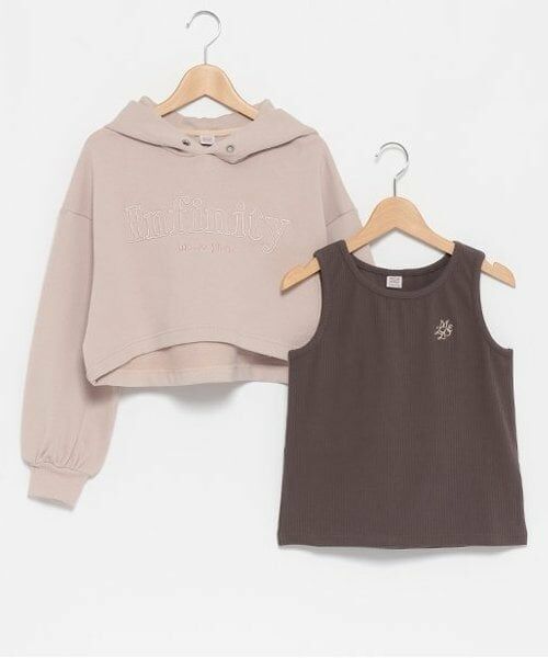 mezzo piano junior / メゾピアノジュニア パーカー | 【人気商品再入荷】【直営店で取り扱い無し】短丈パーカ＆タンクトップセット | 詳細2