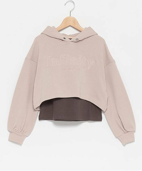 mezzo piano junior / メゾピアノジュニア パーカー | 【人気商品再入荷】【直営店で取り扱い無し】短丈パーカ＆タンクトップセット（ベージュ）