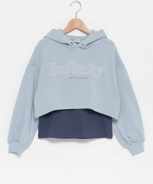 mezzo piano junior / メゾピアノジュニア パーカー | 【人気商品再入荷】【直営店で取り扱い無し】短丈パーカ＆タンクトップセット（ブルー）
