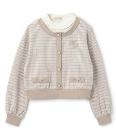 mezzo piano junior / メゾピアノジュニア スウェット | 【人気商品再入荷】【直営店で取り扱い無し】千鳥柄カーデレイヤードトレーナー